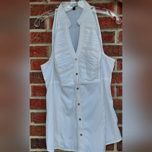 Express White Sleeveless Blouse Size Large